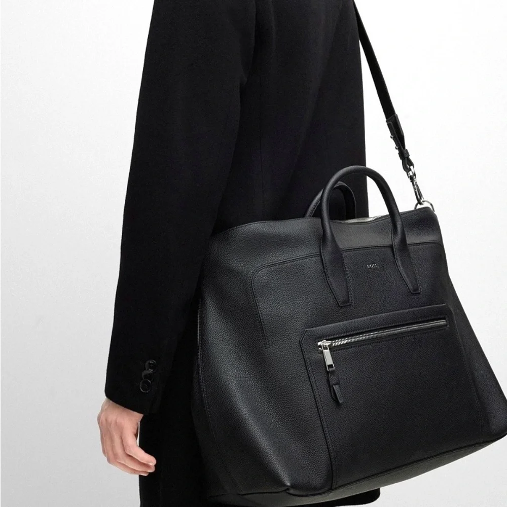 Boss Grained Leather Duffle Bag